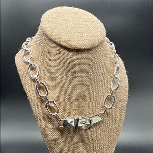 Ralph Lauren Silver Buckle Chain Necklace